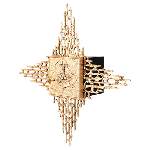 Tabernáculo de parede latão moldado dourado pão cruz 3