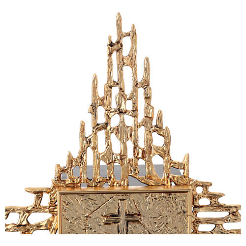 Tabernáculo de parede latão moldado dourado pão cruz 4