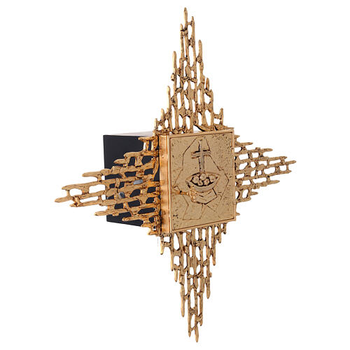 Tabernáculo de parede latão moldado dourado pão cruz 6