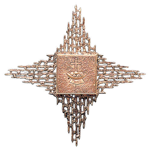 Wall tabernacle gold-plated brass, loaves & cross 1