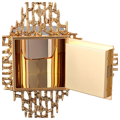 Wall tabernacle gold-plated brass, loaves & cross 7