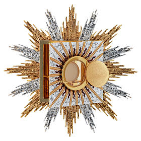 Wall tabernacle bicolor brass, JHS & rays