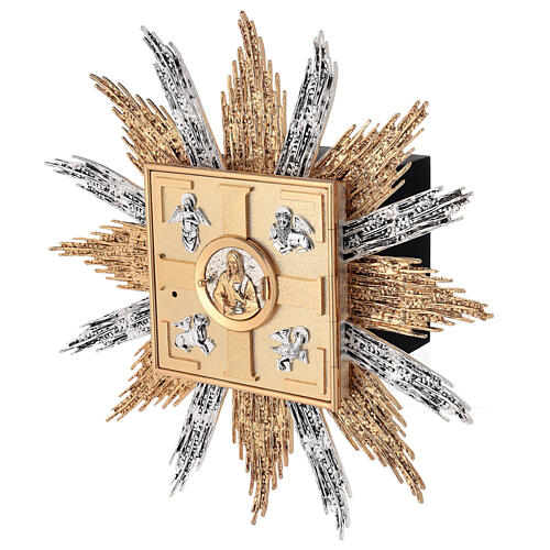 Tabernakulum ścienne mosiądz złoty srebrny symbole Ewangelistów 3