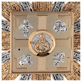 Tabernacle for wall gold/silver-plated brass, Evangelists symbols