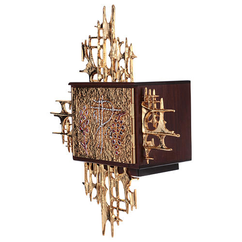 Wall tabernacle, wood & gold/silver-plated brass door 3