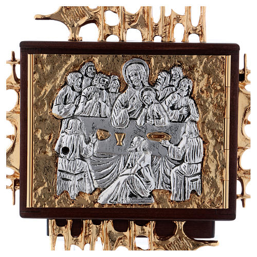 Wall tabernacle in wood & gold and silver-plated brass, Last Supper 2