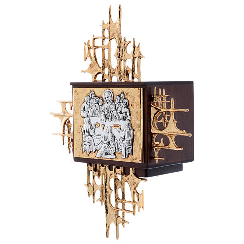 Wall tabernacle in wood & gold and silver-plated brass, Last Supper 3