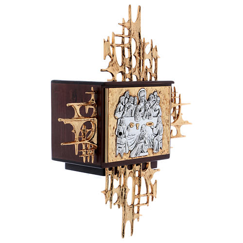Wall tabernacle in wood & gold and silver-plated brass, Last Supper 4
