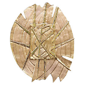 Sacrário latão moldado dourado símbolo Chi Rho
