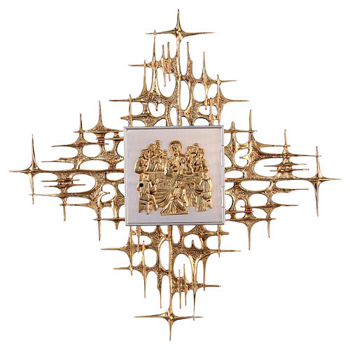 Wall tabernacle in brass with last supper 1