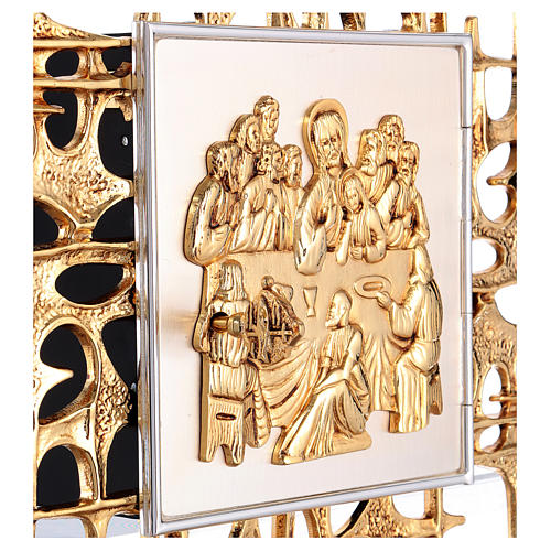Wall tabernacle in brass with last supper 3