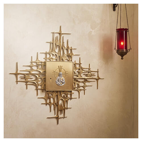 Sacrário de parede latão moldado dourado Jesus 2
