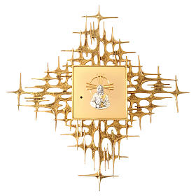 Wall tabernacle in golden brass with image of Jesus