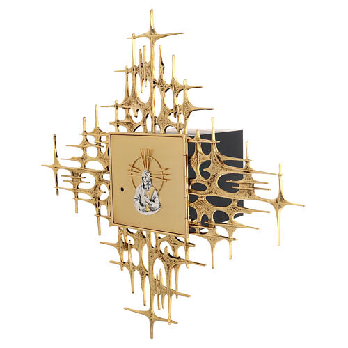 Wall tabernacle in golden brass with image of Jesus 6