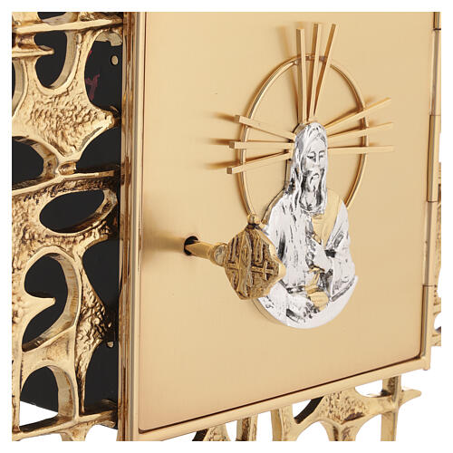 Wall tabernacle in golden brass with image of Jesus 9