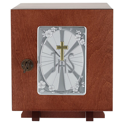 Tabernacle en bois et plaque aluminium IHS 20x20 cm 1