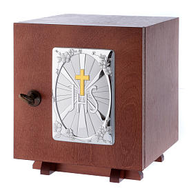 Tabernacle in wood with aluminium plate JHS 20X20 cm