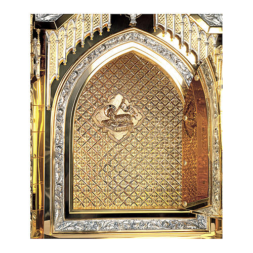 Tabernacle gothic style in bicolour brass and copper Creator and Apostles, Molina 94x56x43 cm 2
