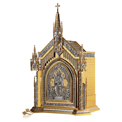 Tabernacle Molina style gotique Créateur et Apôtres laiton bicolore et cuivre 94x56x43 cm 1