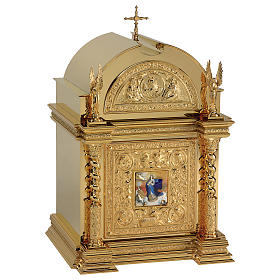 Tabernacle Molina style Renaissance Immaculée Conception laiton doré 76x51x56 cm