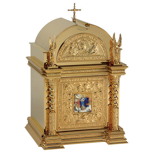 Tabernacle Molina style Renaissance Immaculée Conception laiton doré 76x51x56 cm 1