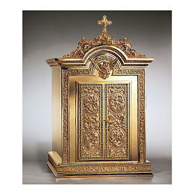 Tabernacle in golden brass, Resurrection and Ascension 86.5x53x54 cm Molina