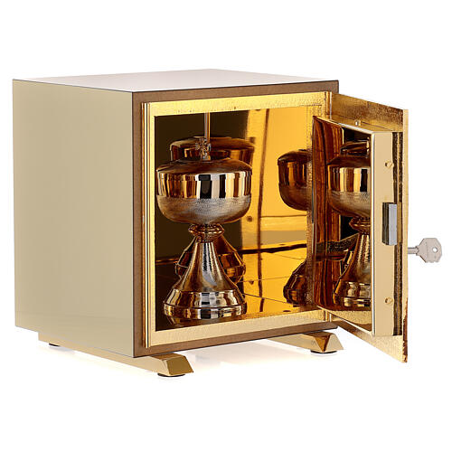 Good Shepherd tabernacle, wood with elm finish and gold plated shell 4