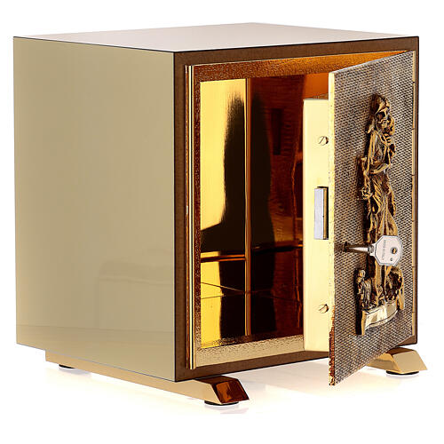 Good Shepherd tabernacle, wood with elm finish and gold plated shell 6