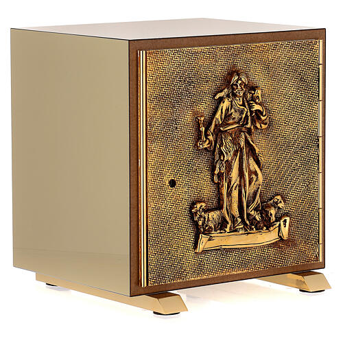 Good Shepherd tabernacle burl elm wood and gold plated case 5