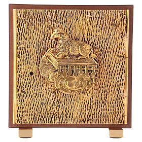 Lamb of God tabernacle, exposition of Blessed Sacrament, elm finish wood