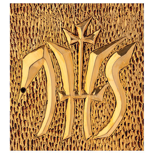 Wood tabernacle IHS gold plated case 2