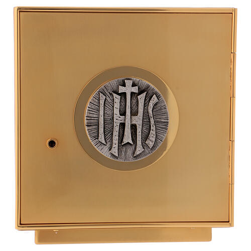Aussetzungstabernakel aus vergoldetem Messing, IHS-Symbol 1