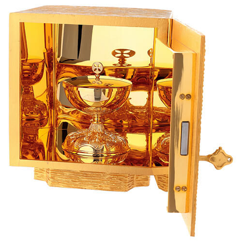 Altar tabernacle of casted brass, IHS gold plated decoration 7