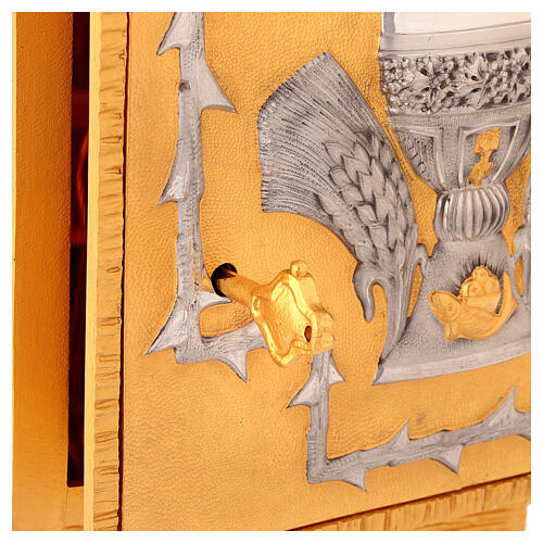 Tabernacle à poser en laiton moulé décoration dorée IHS 4
