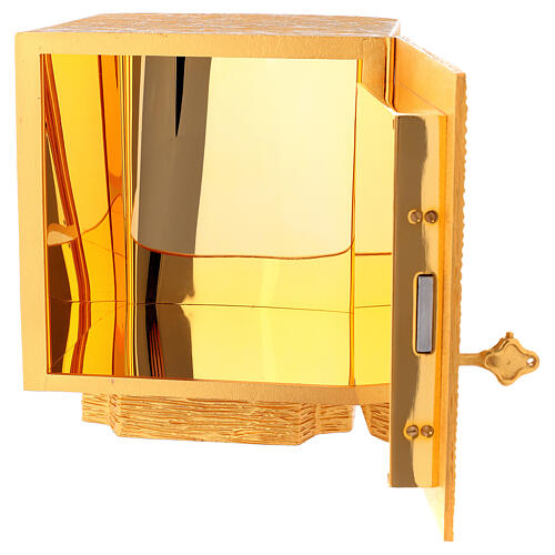 Tabernacle à poser en laiton moulé décoration dorée IHS 6