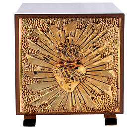 Sacred Heart altar tabernacle, red marble finish, gold plated brass