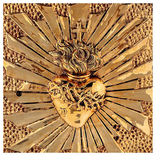 Tabernacle d'autel Sacré Coeur finition marbre rouge laiton doré 2
