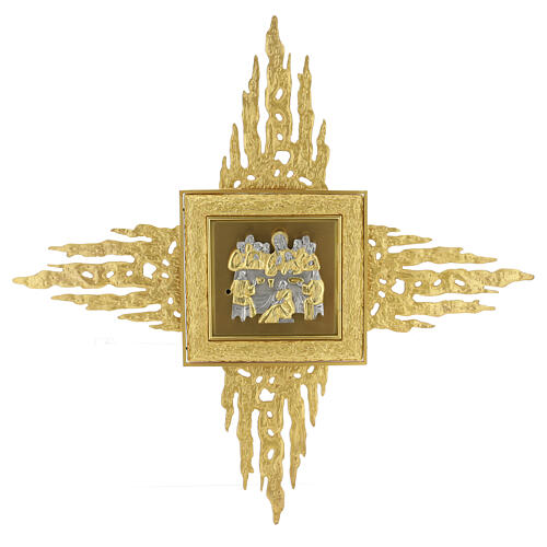 Wall tabernacle with 90x90 cm rays, bicolour door, brass 1