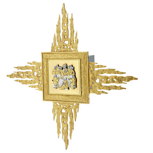 Wall tabernacle with 90x90 cm rays, bicolour door, brass 5