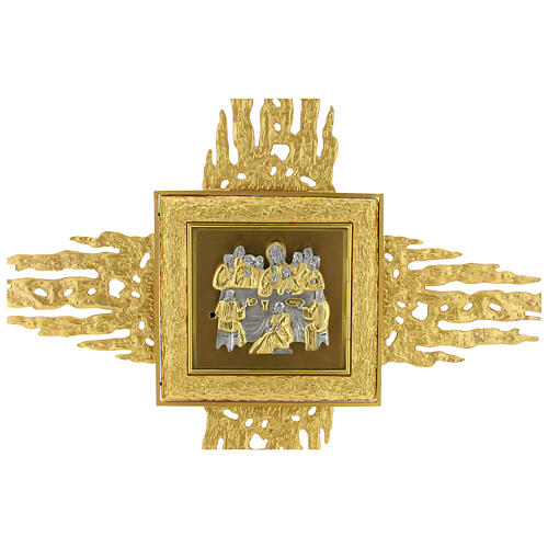 Wall tabernacle with 90x90 cm rays, bicolour door, brass 6