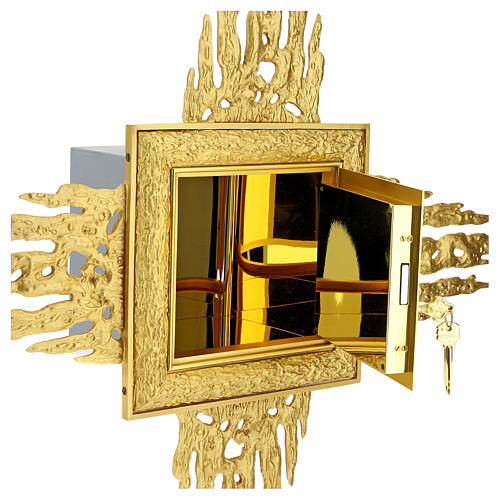 Wall tabernacle with 90x90 cm rays, bicolour door, brass 10