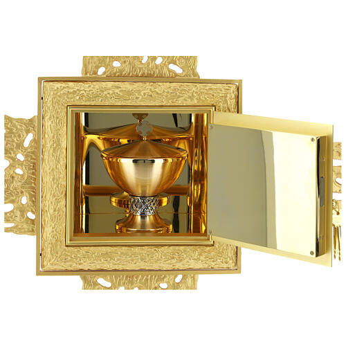 Brass wall-mounted tabernacle with rays 35x35 in and bicolored door 4
