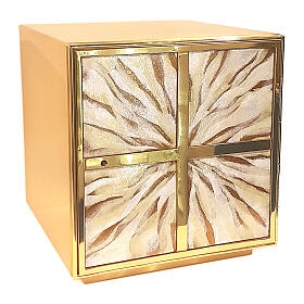 Gold plated brass tabernacle with white enamelled rays