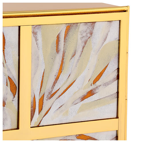 Tabernacolo raggi sfumati smalto bianco ottone dorato 2