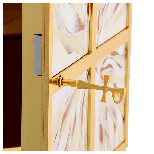 Tabernacolo raggi sfumati smalto bianco ottone dorato 4