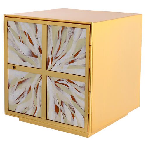 Tabernacolo raggi sfumati smalto bianco ottone dorato 5