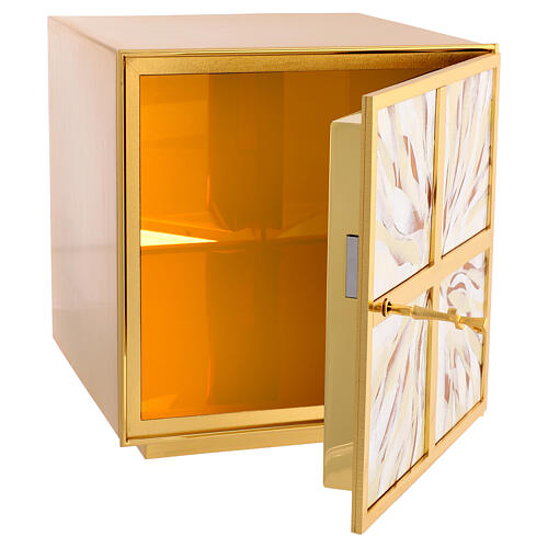 Sacrário raios de luz esmalte branco latão dourado 6