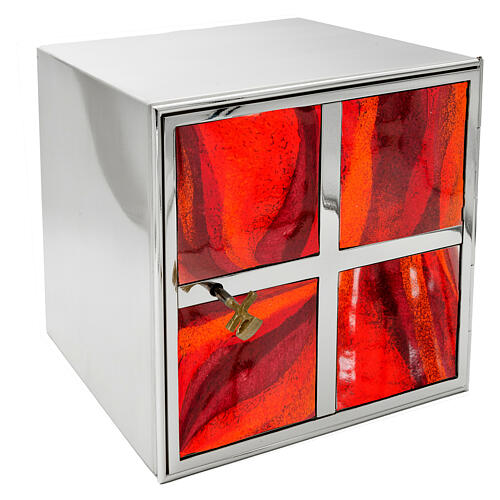 Red enameled tabernacle with shaded rays and gold-plated brass 1