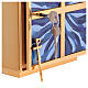 Tabernakel aus vergoldetem Messing mit Emailarbeit in Blau-Tönen, Strahlenmuster, 25x25x25 cm s4