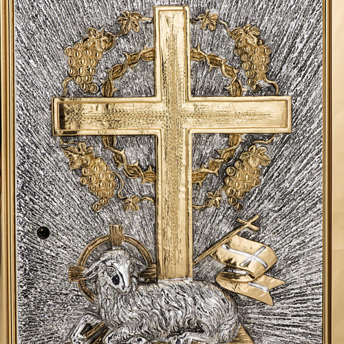 Tabernacolo da mensa ottone bicolore Agnello Immolato 5